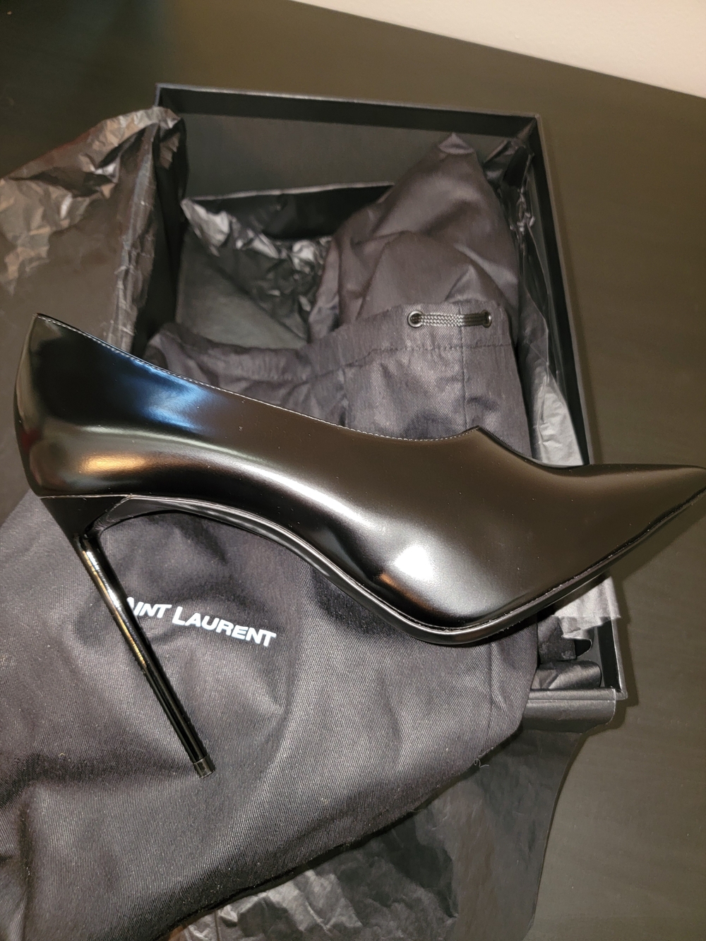 New Saint Laurent Black Stiletto Bootie Sz 40